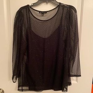 INC Black Sheer XL blouse